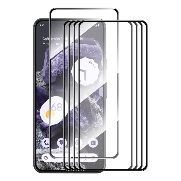 For Google Pixel 8 5pcs ENKAY Hat-Prince Full Glue High Aluminum-silicon Tempered Glass Film by ENKAY