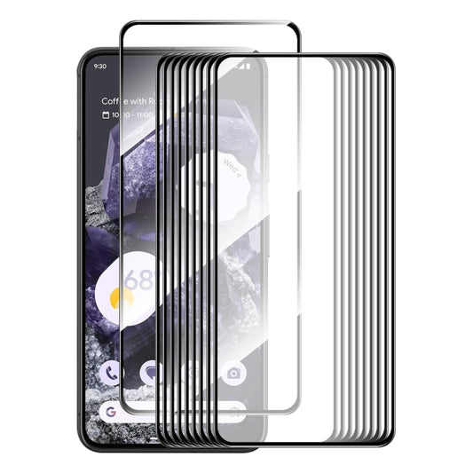 For Google Pixel 8 10pcs ENKAY Hat-Prince Full Glue High Aluminum-silicon Tempered Glass Film by ENKAY