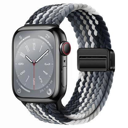 For Apple Watch Ultra 2 49mm Nylon Woven Magnetic Fold Buckle Watch Band(Grey Black) by bashfashion