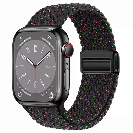 For Apple Watch Ultra 49mm Nylon Woven Magnetic Fold Buckle Watch Band(Starlight Black) by bashfashion