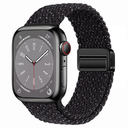 For Apple Watch Ultra 49mm Nylon Woven Magnetic Fold Buckle Watch Band(Starry Black) by bashfashion