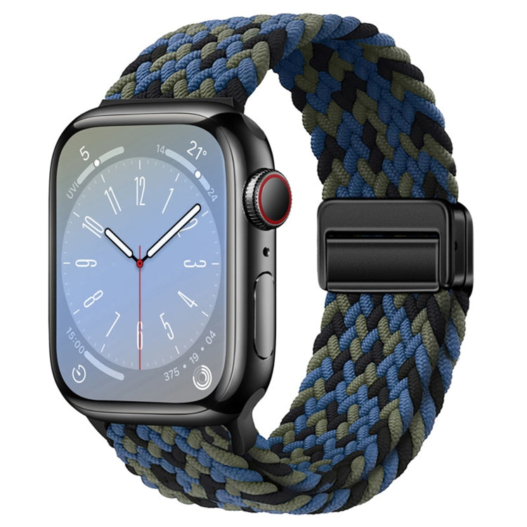 For Apple Watch Ultra 49mm Nylon Woven Magnetic Fold Buckle Watch Band(Blue Camouflage) by bashfashion