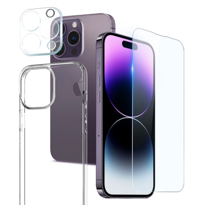 For iPhone 14 Pro Max NORTHJO 3 in 1 TPU Phone Case with Screen Film and Lens Film(Clear) by NORTHJO