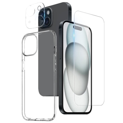For iPhone 15 Plus NORTHJO 3 in 1 TPU Phone Case with Screen Film and Lens Film(Clear) by NORTHJO