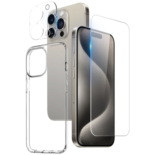 For iPhone 15 Pro Max NORTHJO 3 in 1 TPU Phone Case with Screen Film and Lens Film(Clear) by NORTHJO
