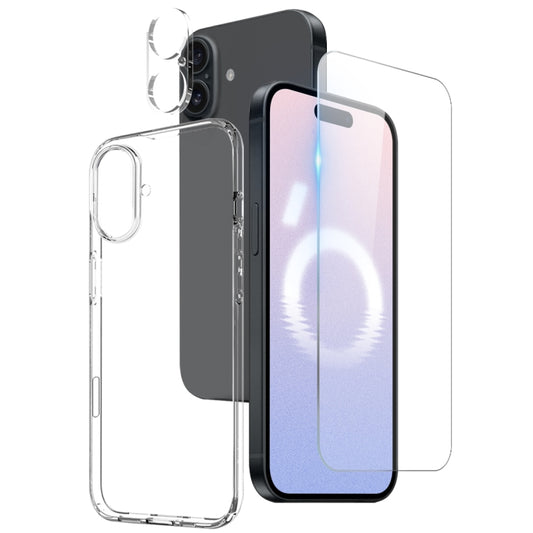 For iPhone 16 NORTHJO 3 in 1 TPU Phone Case with Screen Film and Lens Film(Clear) by NORTHJO