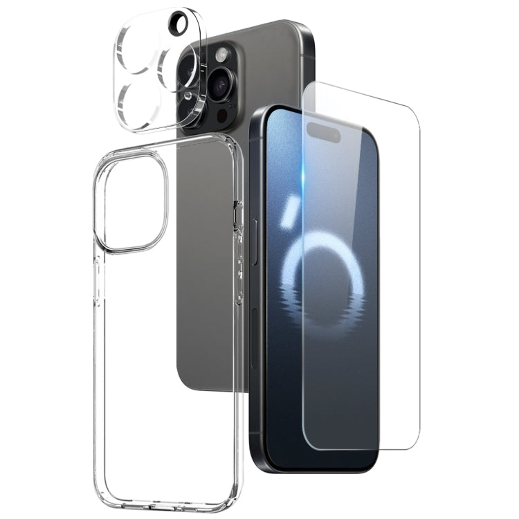 For iPhone 16 Pro NORTHJO 3 in 1 TPU Phone Case with Screen Film and Lens Film(Clear) by NORTHJO