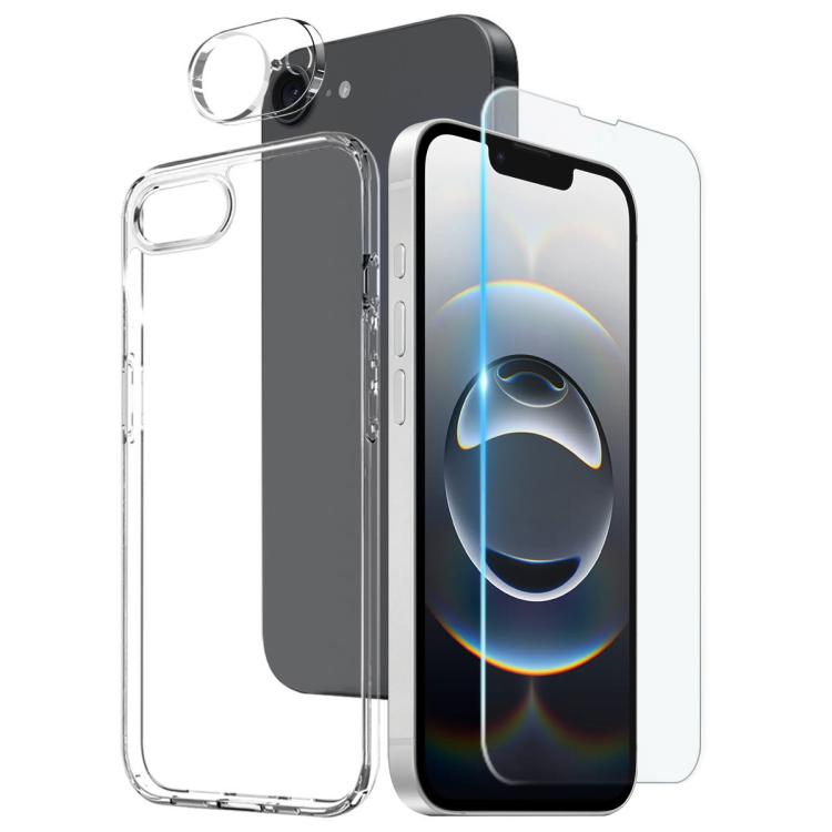 For iPhone 16e NORTHJO 3 in 1 TPU Phone Case with Screen Film and Lens Film(Clear) by NORTHJO