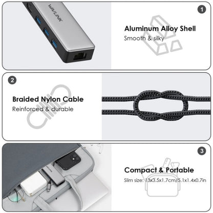 WAVLINK UHP3413 6 in 1 4K Thunderbolt 3 Type-C Devices Hub Adapter USB-C Docking Station by WAVLINK