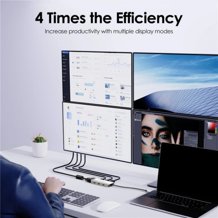 WAVLINK UMD304 Converter USB-C to Dual HD 4K 60Hz HUB 7-in-1 Laptop Docking Station by WAVLINK