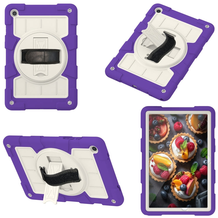 For Samsung Galaxy Tab A11+ / A9+ Silicone Hybrid PC Shockproof Tablet Case with Shoulder Strap(Catharanthus Roseus) by bashfashion