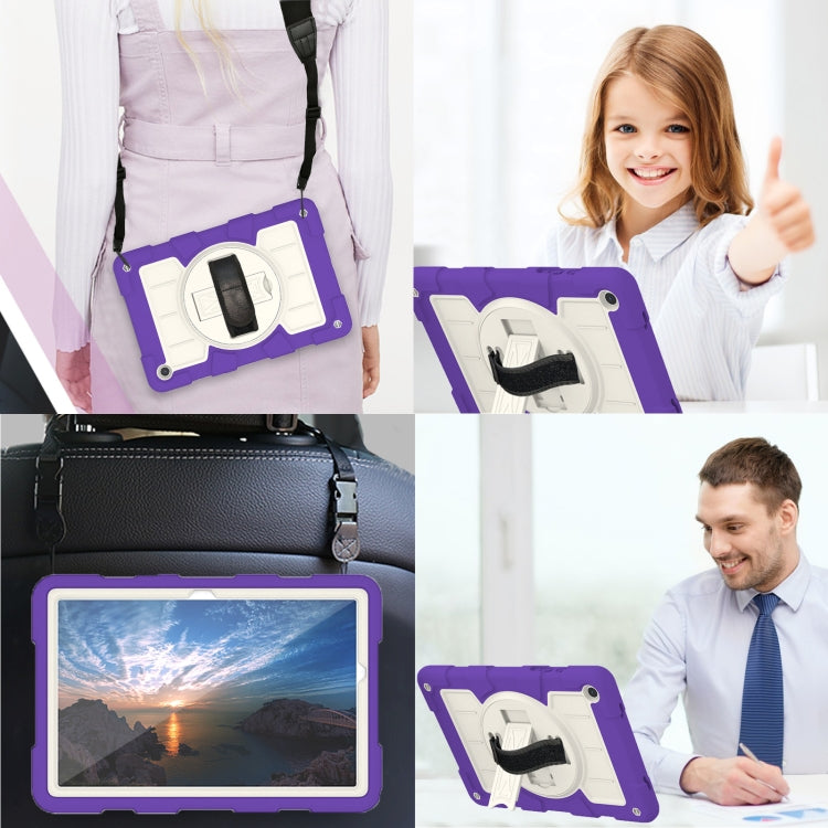 For Samsung Galaxy Tab A11+ / A9+ Silicone Hybrid PC Shockproof Tablet Case with Shoulder Strap(Catharanthus Roseus) by bashfashion