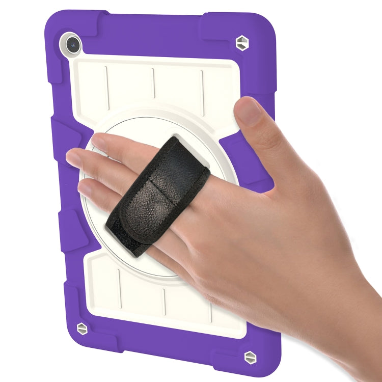 For Samsung Galaxy Tab A11+ / A9+ Silicone Hybrid PC Shockproof Tablet Case with Shoulder Strap(Catharanthus Roseus) by bashfashion