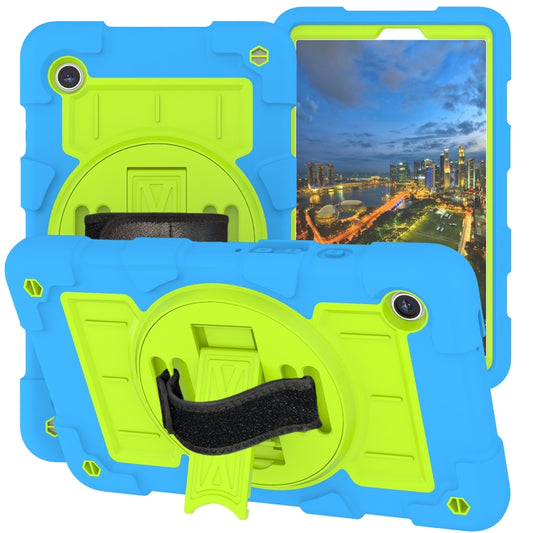 For Samsung Galaxy Tab A11 / A9 Silicone Hybrid PC Shockproof Tablet Case with Shoulder Strap(Bluish-Green) by bashfashion
