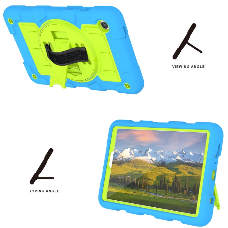 For Samsung Galaxy Tab A11 / A9 Silicone Hybrid PC Shockproof Tablet Case with Shoulder Strap(Bluish-Green) by bashfashion