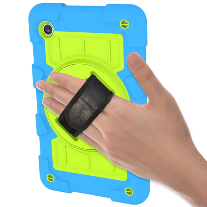 For Samsung Galaxy Tab A11 / A9 Silicone Hybrid PC Shockproof Tablet Case with Shoulder Strap(Bluish-Green) by bashfashion