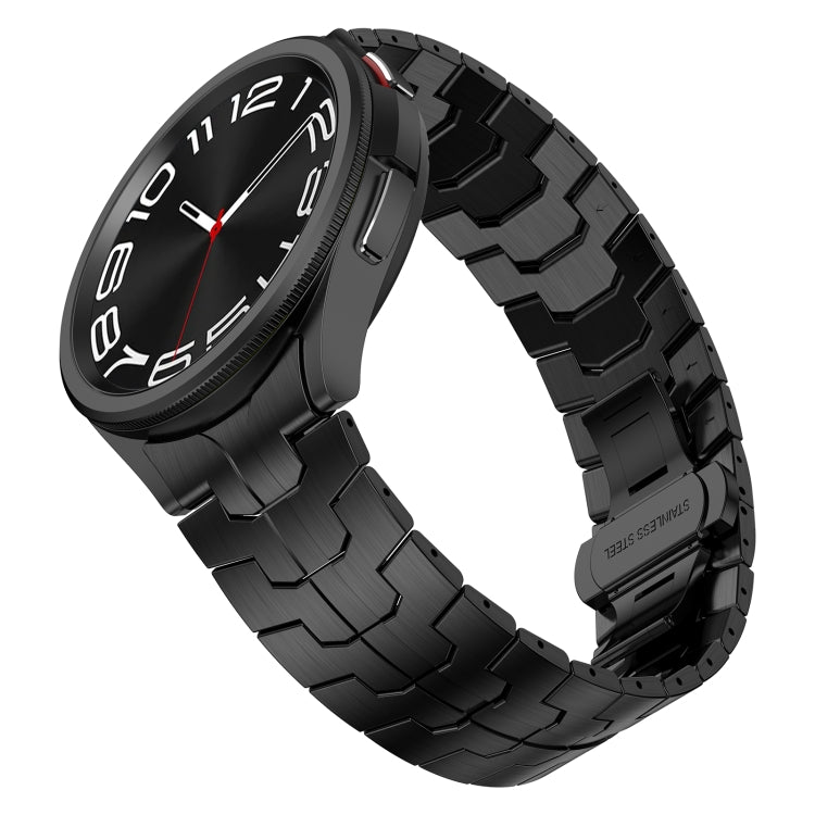 For Samsung Galaxy Watch6 Classic 43 / 47mm Lron Man Curved Connection Stainless Steel Watch Band(Black) by bashfashion