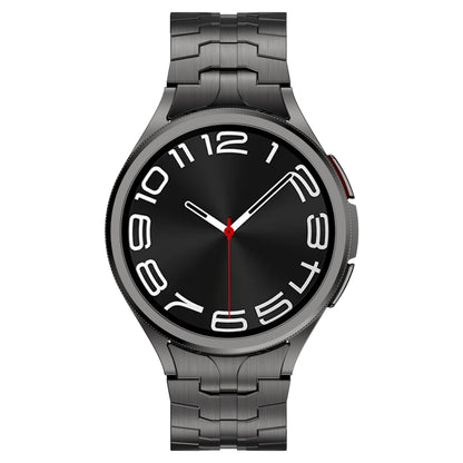 For Samsung Galaxy Watch6 Classic 43 / 47mm Lron Man Curved Connection Stainless Steel Watch Band(Gray) by bashfashion