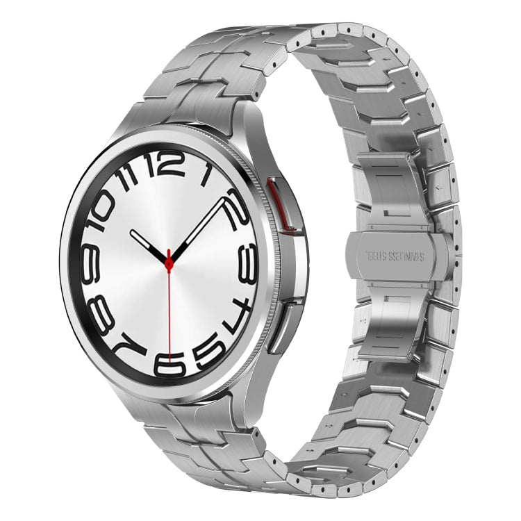 For Samsung Galaxy Watch 5 40 / 44mm Lron Man Curved Connection Stainless Steel Watch Band(Silver) by bashfashion