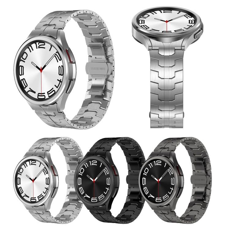 For Samsung Galaxy Watch 5 Pro Lron Man Curved Connection Stainless Steel Watch Band(Silver) by bashfashion