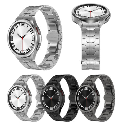 For Samsung Galaxy Watch6 Classic 43 / 47mm Lron Man Curved Connection Stainless Steel Watch Band(Black) by bashfashion