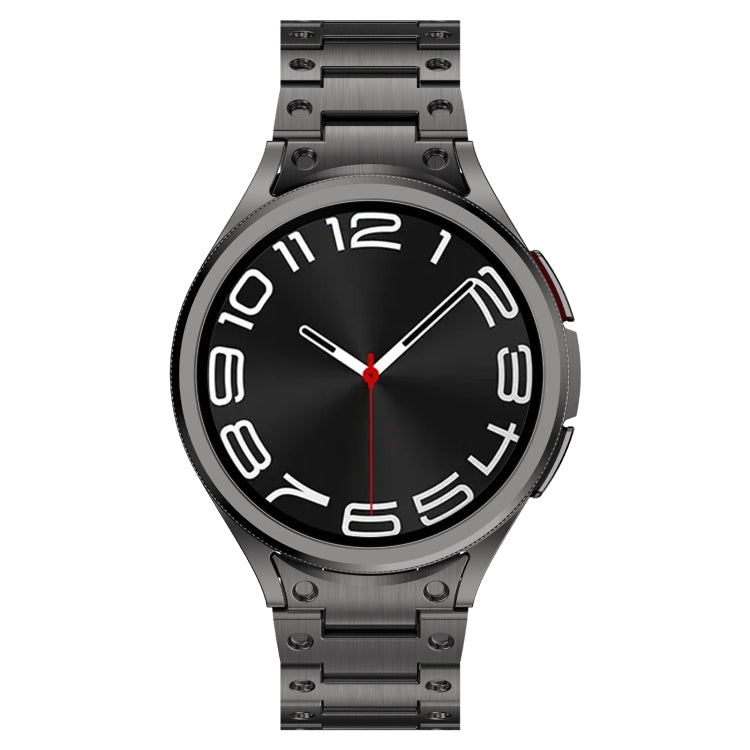 For Samsung Galaxy Watch6 Classic 43 / 47mm Dual Circle Curved Connection Stainless Steel Watch Band(Gray) by bashfashion