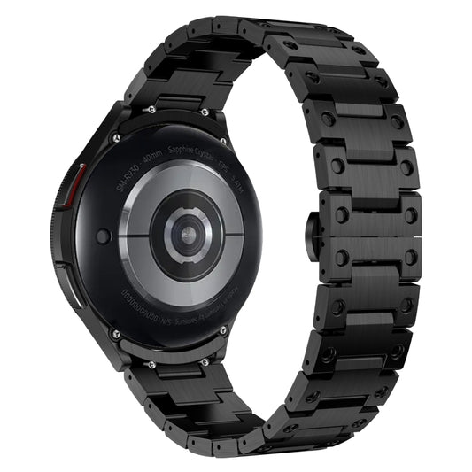 For Samsung Galaxy Watch 6 40 / 44mm Dual Circle Curved Connection Stainless Steel Watch Band(Black) by bashfashion