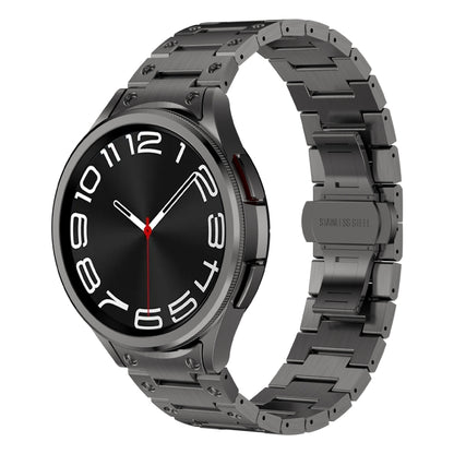 For Samsung Galaxy Watch 5 40 / 44mm Dual Circle Curved Connection Stainless Steel Watch Band(Gray) by bashfashion