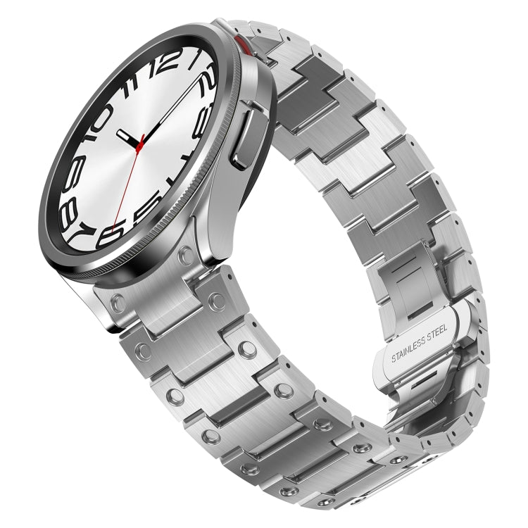 For Samsung Galaxy Watch 4 40 / 44mm Dual Circle Curved Connection Stainless Steel Watch Band(Silver) by bashfashion