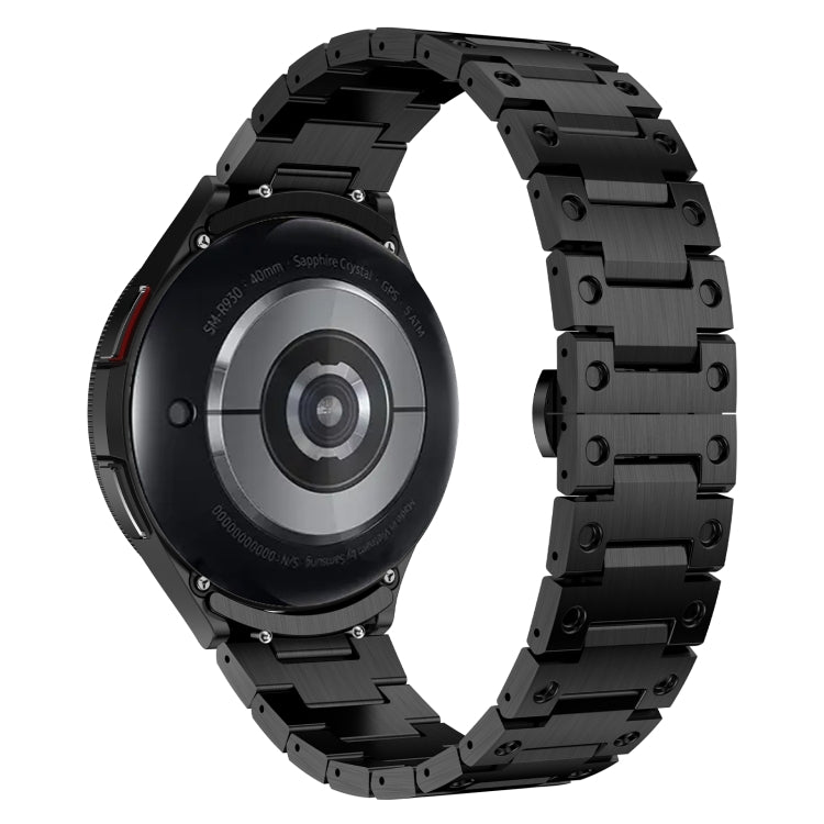 For Samsung Galaxy Watch 4 Classic 42 / 46mm Dual Circle Curved Connection Stainless Steel Watch Band(Black) by bashfashion