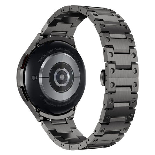 For Samsung Galaxy Watch 4 Classic 42 / 46mm Dual Circle Curved Connection Stainless Steel Watch Band(Gray) by bashfashion