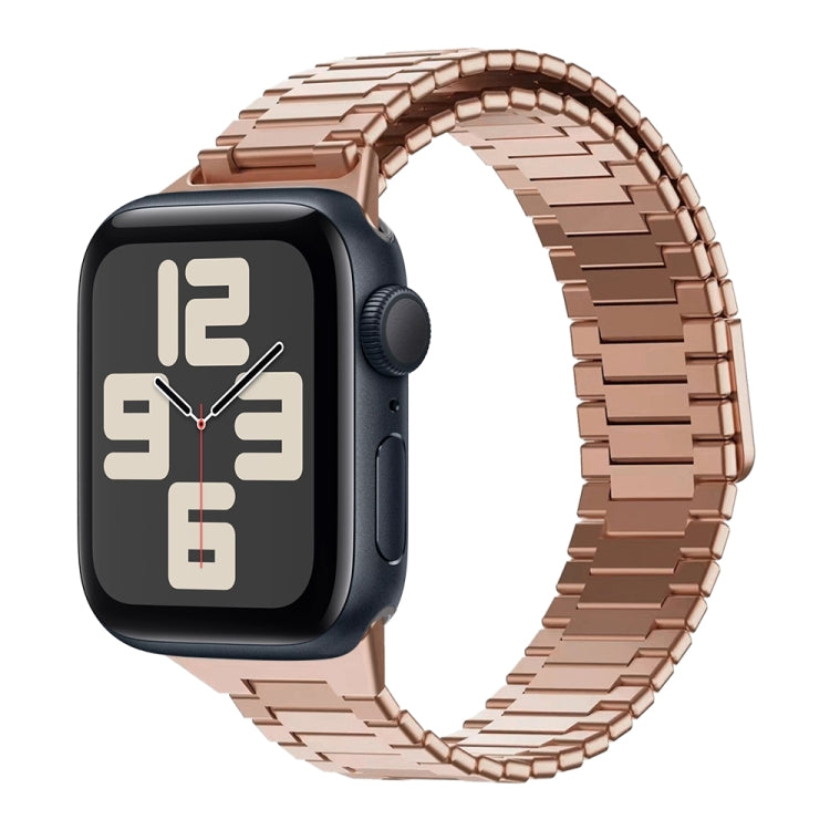 For Apple Watch SE 2023 44mm Bamboo Magnetic Stainless Steel Metal Watch Strap(Rose Gold) by bashfashion