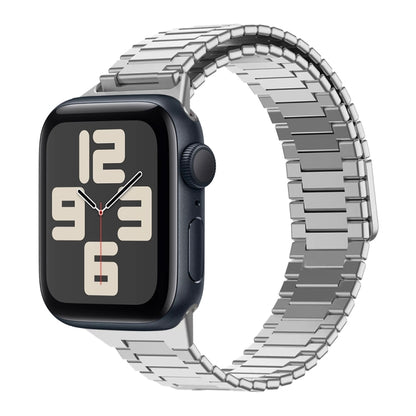 For Apple Watch SE 2023 40mm Bamboo Magnetic Stainless Steel Metal Watch Strap(Silver) by bashfashion