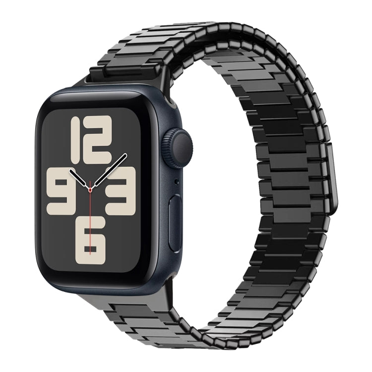 For Apple Watch SE 2023 40mm Bamboo Magnetic Stainless Steel Metal Watch Strap(Black) by bashfashion
