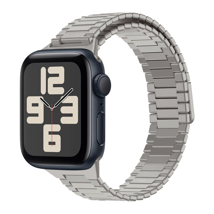 For Apple Watch SE 2023 40mm Bamboo Magnetic Stainless Steel Metal Watch Strap(Titanium Color) by bashfashion
