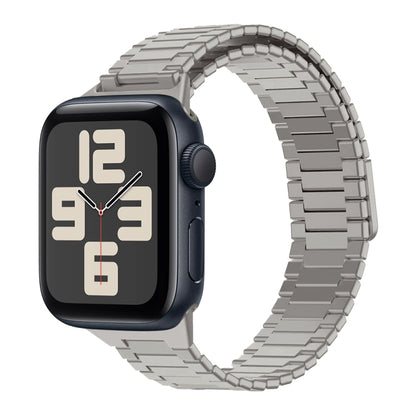 For Apple Watch SE 2023 40mm Bamboo Magnetic Stainless Steel Metal Watch Strap(Titanium Color) by bashfashion