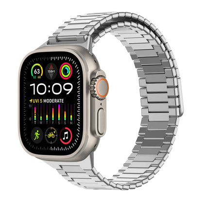 For Apple Watch Ultra 2 49mm Bamboo Magnetic Stainless Steel Metal Watch Strap(Silver) by bashfashion