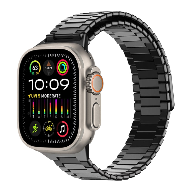 For Apple Watch Ultra 2 49mm Bamboo Magnetic Stainless Steel Metal Watch Strap(Black) by bashfashion