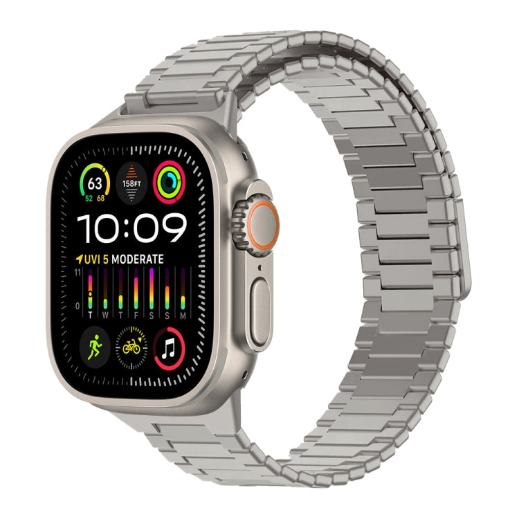For Apple Watch Ultra 2 49mm Bamboo Magnetic Stainless Steel Metal Watch Strap(Titanium Color) by bashfashion