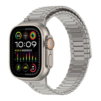 For Apple Watch Ultra 2 49mm Bamboo Magnetic Stainless Steel Metal Watch Strap(Titanium Color) by bashfashion
