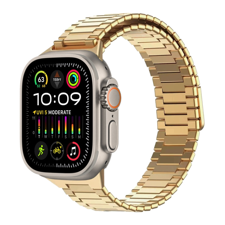 For Apple Watch Ultra 2 49mm Bamboo Magnetic Stainless Steel Metal Watch Strap(Gold) by bashfashion