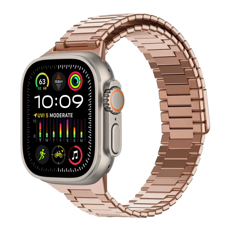 For Apple Watch Ultra 2 49mm Bamboo Magnetic Stainless Steel Metal Watch Strap(Rose Gold) by bashfashion