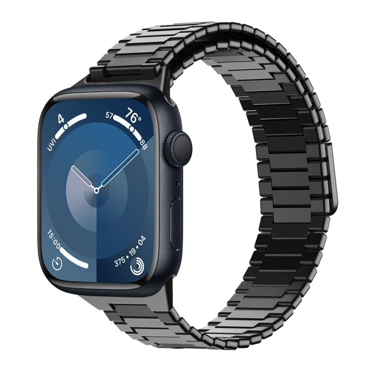 For Apple Watch Series 9 45mm Bamboo Magnetic Stainless Steel Metal Watch Strap(Black) by bashfashion