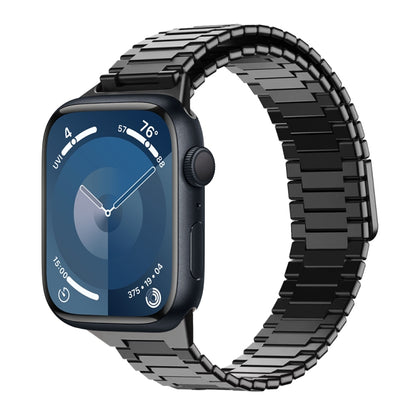 For Apple Watch Series 9 45mm Bamboo Magnetic Stainless Steel Metal Watch Strap(Black) by bashfashion