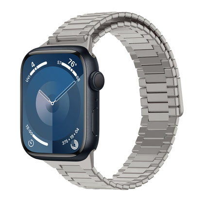 For Apple Watch Series 9 45mm Bamboo Magnetic Stainless Steel Metal Watch Strap(Titanium Color) by bashfashion