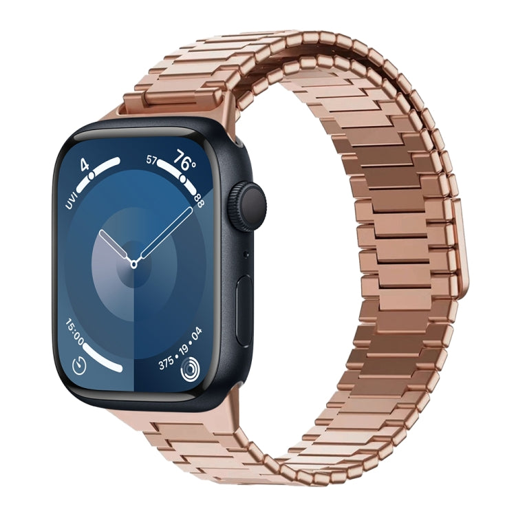 For Apple Watch Series 9 45mm Bamboo Magnetic Stainless Steel Metal Watch Strap(Rose Gold) by bashfashion