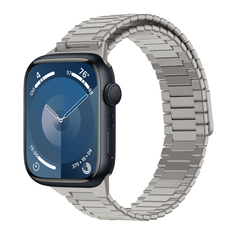 For Apple Watch Series 9 41mm Bamboo Magnetic Stainless Steel Metal Watch Strap(Titanium Color) by bashfashion
