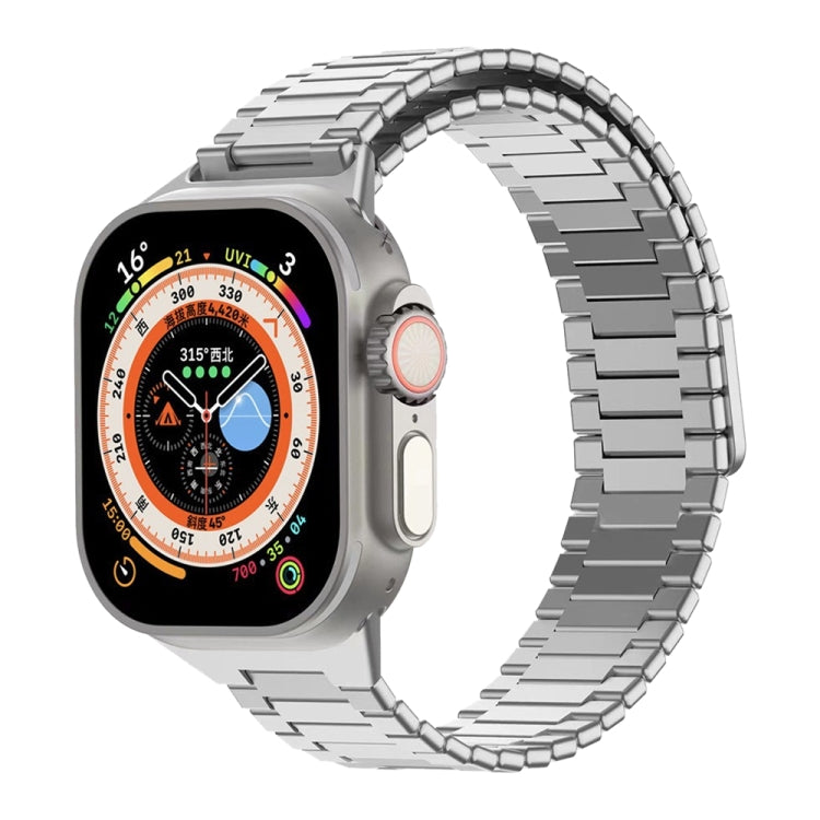 For Apple Watch Ultra 49mm Bamboo Magnetic Stainless Steel Metal Watch Strap(Silver) by bashfashion