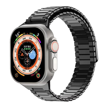 For Apple Watch Ultra 49mm Bamboo Magnetic Stainless Steel Metal Watch Strap(Black) by bashfashion