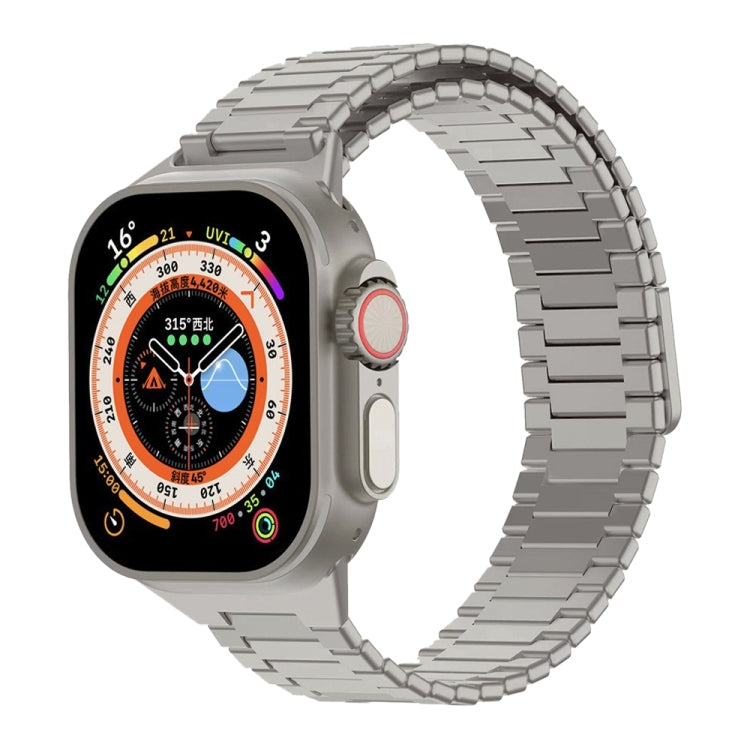 For Apple Watch Ultra 49mm Bamboo Magnetic Stainless Steel Metal Watch Strap(Titanium Color) by bashfashion